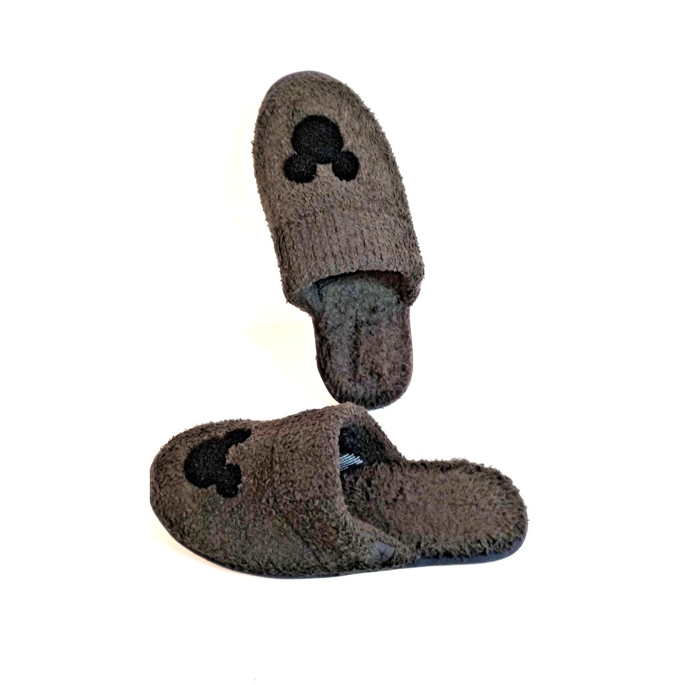 Disney Barefoot Dreams Mickey Mouse Slippers Mens Large 11/12 Gray CozyChic
